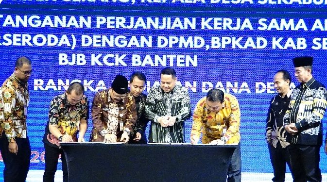 BPR Teken PKS Kegiatan Dana Desa bersama Pemkab Serang dan Bank bjb Banten