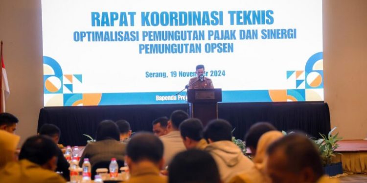 Pj Sekda Provinsi Banten Usman Asshiddiqi Qohara Buka Rakor Optimalisasi Pemungutan Pajak dan Sinergi Pemungutan Opsen