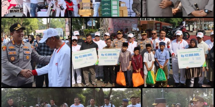 Kapolresta Serang Kota dampingi Wakapolda Banten Brigjen Pol Hengki SIK , MH dalam kegiatan May Day di Alun-alun Barat Kota Serang.