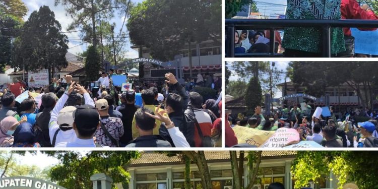 Ribuan Guru Madrasah Garut, Unjuk Rasa diKantor DPRD Kabupaten Garut.