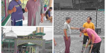 Warga Kodam Lama dan Sei Musi Gotong Royong Bersihkan Masjid Al Iklas Sambut Pengajian Akbar